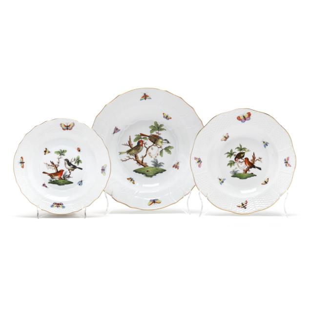 herend-a-set-of-i-rothschild-bird-i-porcelain-plates-and-bowls
