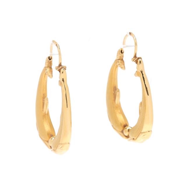 pair-of-gold-dolphin-motif-hoop-earrings