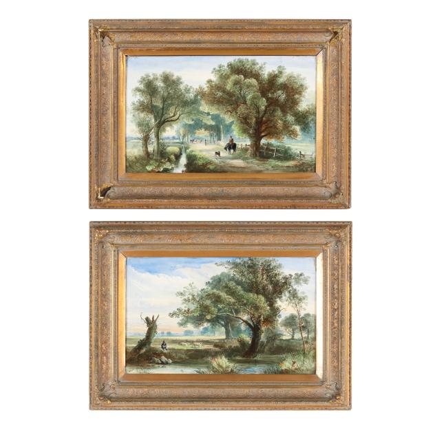 william-billy-yale-british-b-1843-two-large-painted-porcelain-plaques-of-english-pastorals