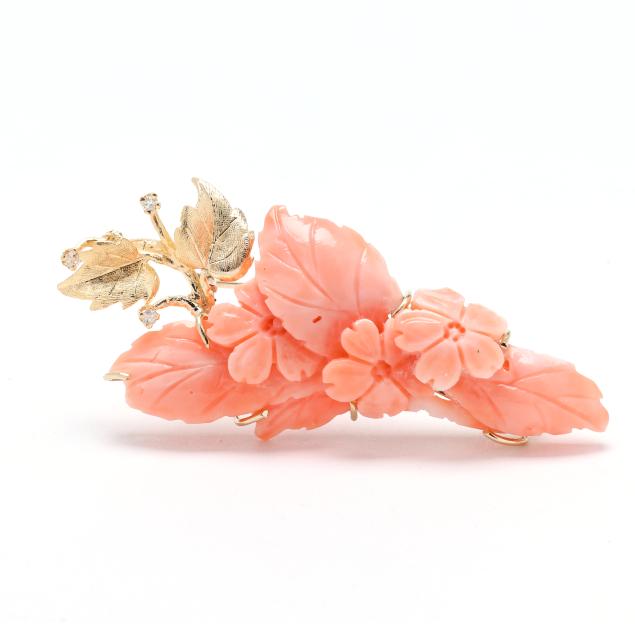 gold-and-carved-coral-brooch