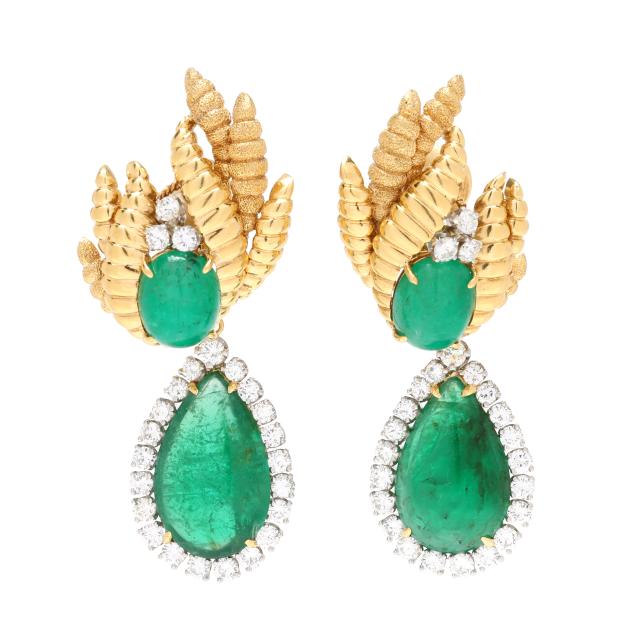 vintage-platinum-gold-diamond-and-emerald-convertible-earrings-david-webb