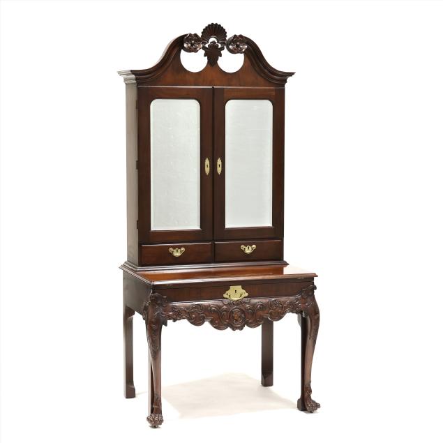 kindel-irish-chippendale-style-carved-mahogany-secretary-bookcase