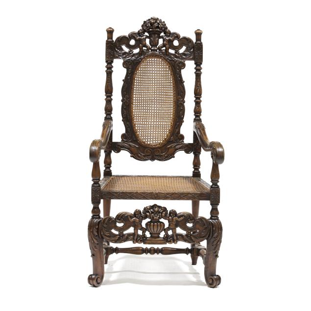william-and-mary-style-carved-walnut-armchair