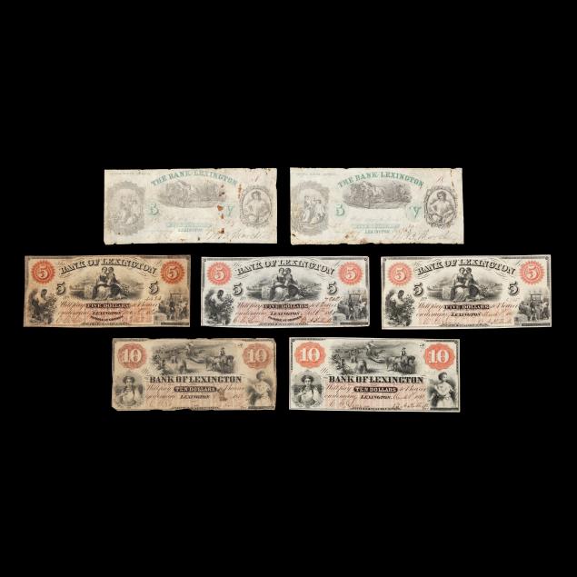 seven-7-uniface-notes-by-the-bank-of-lexington-north-carolina-1859-1861