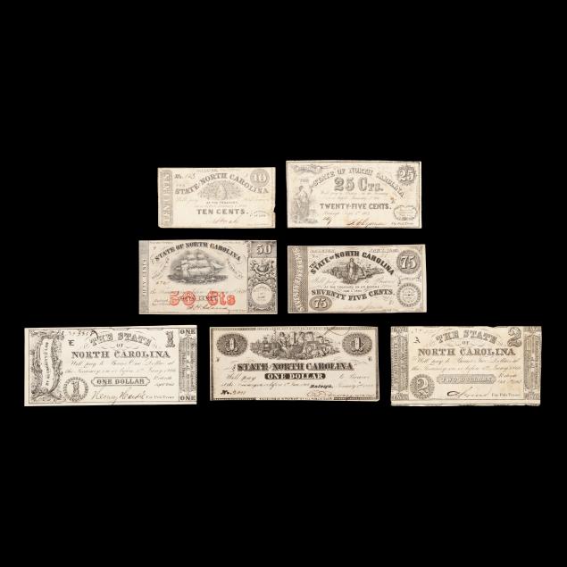seven-7-state-of-north-carolina-civil-war-banknotes