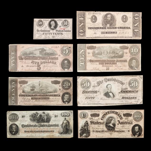collection-of-eight-8-different-confederate-banknotes