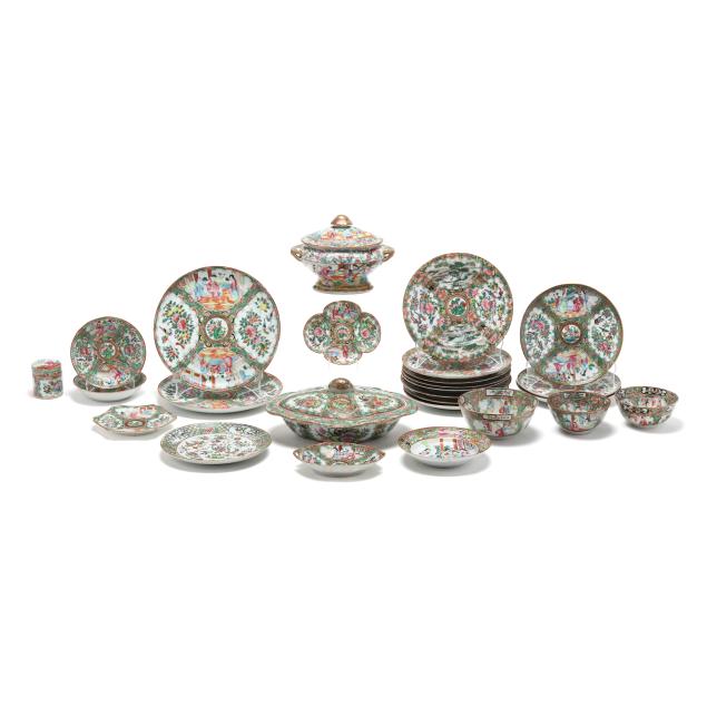 a-large-group-of-chinese-export-rose-medallion-porcelain