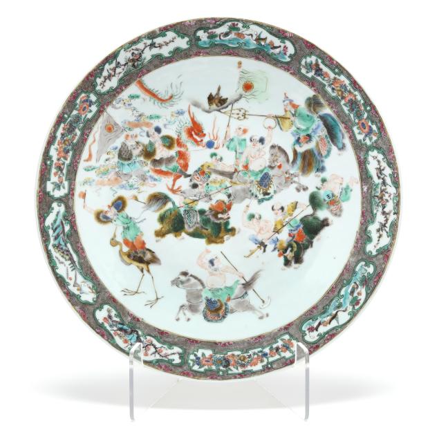 a-chinese-famille-verte-porcelain-charger-with-warriors