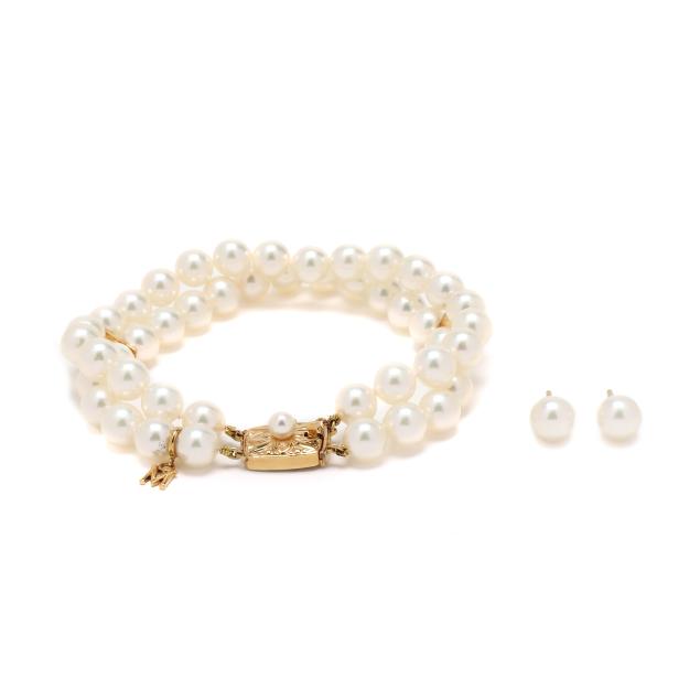 gold-and-pearl-bracelet-and-stud-earrings-mikimoto