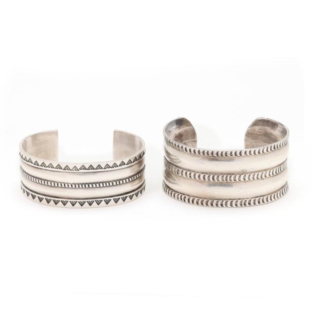 two-navajo-silver-cuff-bracelets