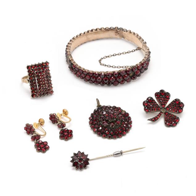 group-of-antique-garnet-jewelry