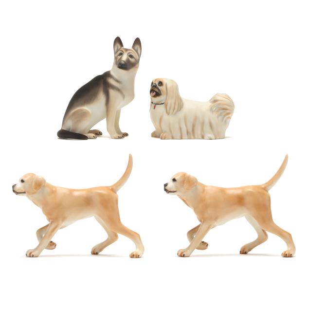 four-herend-natural-porcelain-dogs