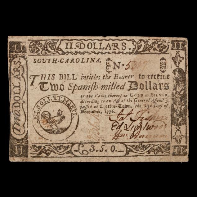 south-carolina-revolutionary-war-note-for-2-dollars-or-3-5-pounds