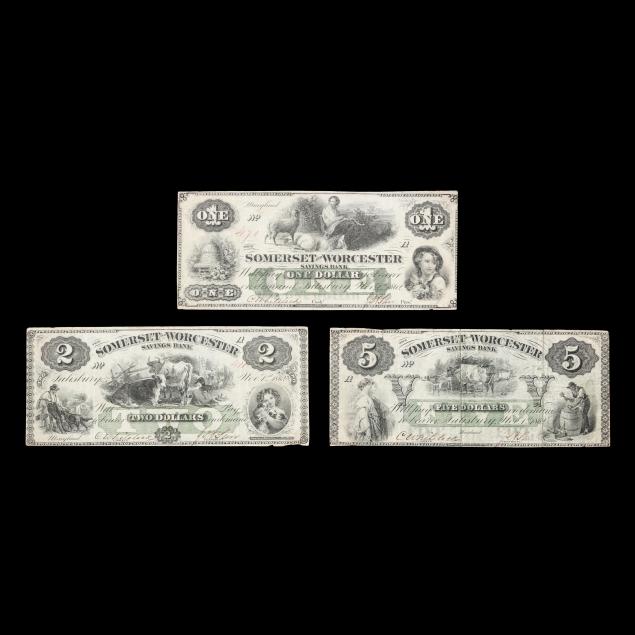 salisbury-maryland-three-3-civil-war-era-banknotes