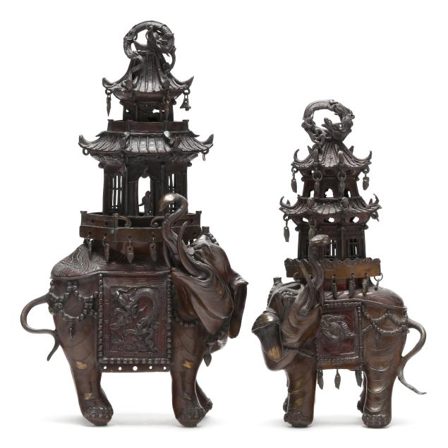 a-matched-pair-of-japanese-meiji-elephant-bronze-censers-incense-burners