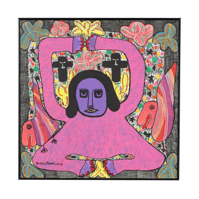 prospere-pierre-louis-haiti-1947-1996-untitled-figure-with-flowers-and-creatures