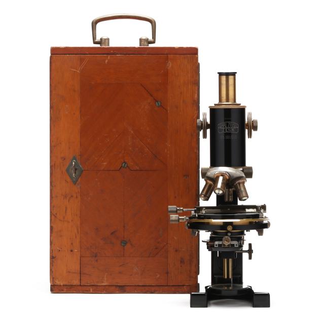 cased-carl-zeiss-jena-compound-microscope-with-lenses-and-accoutrements