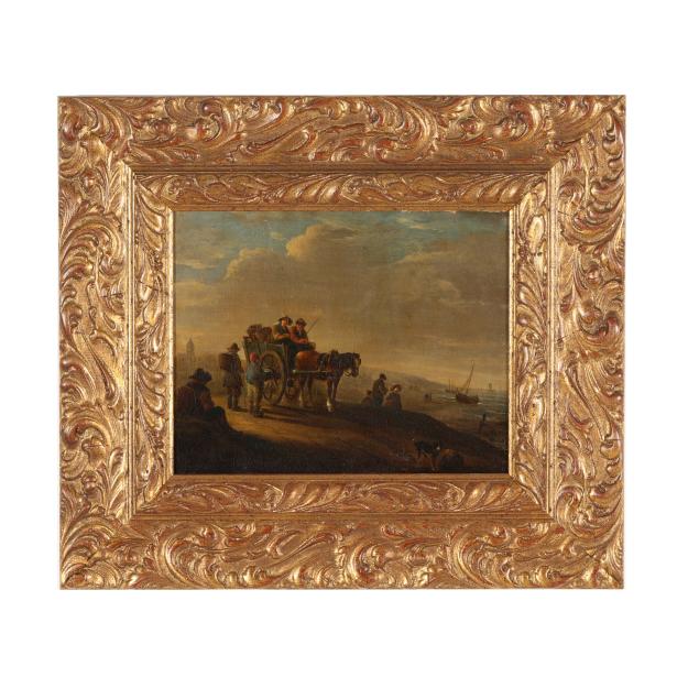 dutch-school-19th-century-figures-and-carriage-along-a-shoreline