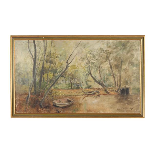 charles-henry-miller-american-1842-1922-pond-landscape-with-fishing-boat