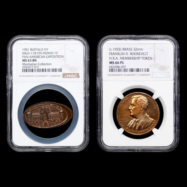 pan-american-exposition-elongated-cent-and-a-depression-era-nra-token