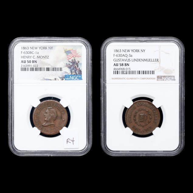 two-2-large-one-inch-1863-civil-war-tokens-from-new-york-city