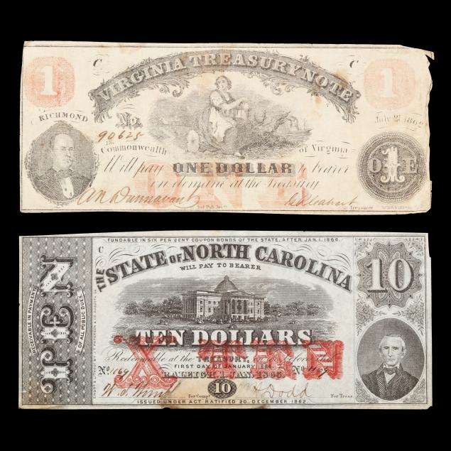 two-2-civil-war-era-banknotes-one-each-from-north-carolina-and-virginia