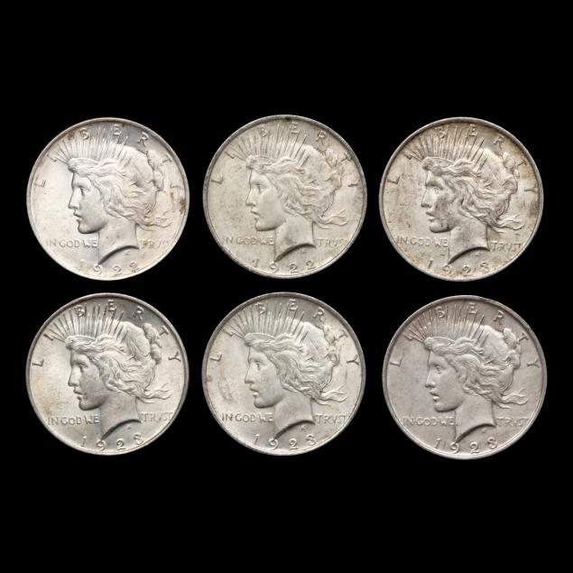 six-6-better-grade-peace-silver-dollars