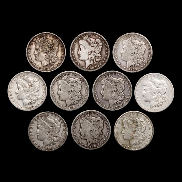 ten-10-circulated-morgan-silver-dollars