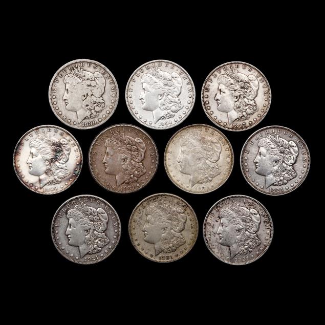 ten-10-moderately-circulated-morgan-silver-dollars