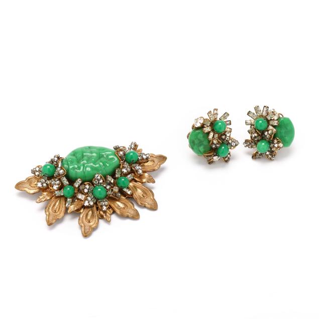 vintage-brooch-and-earrings-miriam-haskell