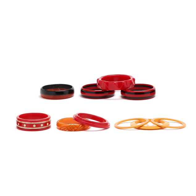 group-of-ten-bakelite-and-composition-bangle-bracelets