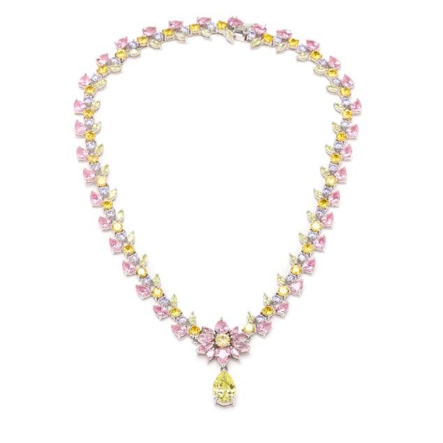 silver-and-multi-color-floral-motif-necklace