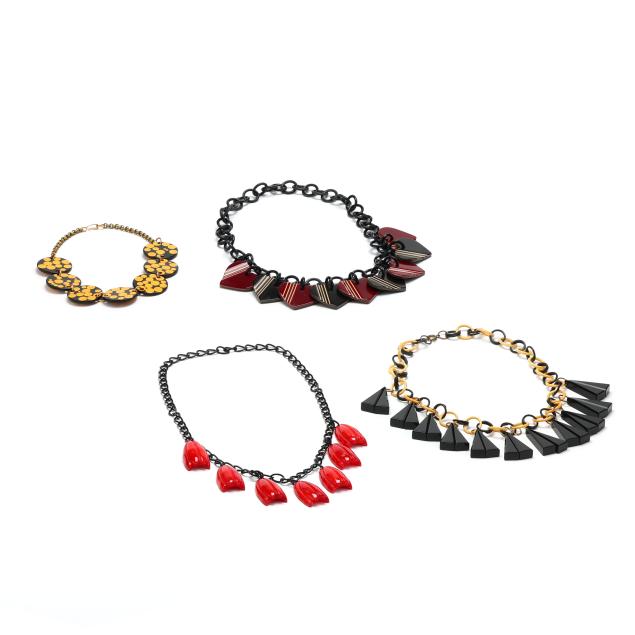four-bakelite-and-composition-necklaces