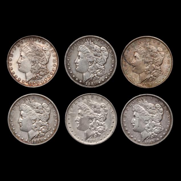 six-6-19th-century-morgan-silver-dollars-vf-to-xf