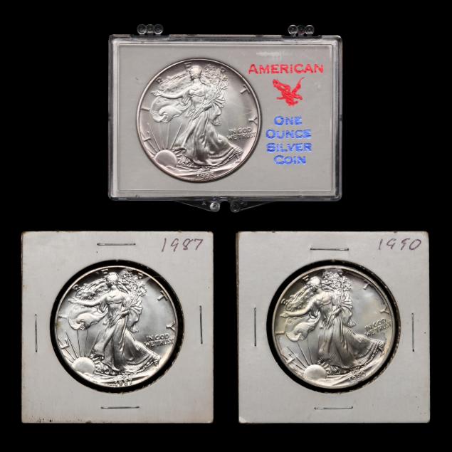 three-3-bu-one-ounce-american-silver-eagle-coins