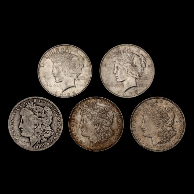 five-5-silver-dollars-morgan-and-peace