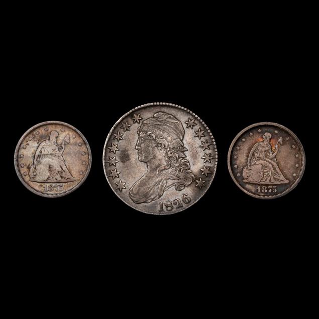 an-1826-half-dollar-and-two-2-20-cent-coins