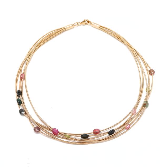 gold-and-tourmaline-multi-strand-necklace