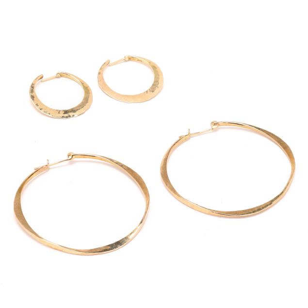 two-pairs-of-gold-hoop-earrings-black-mountain-silver
