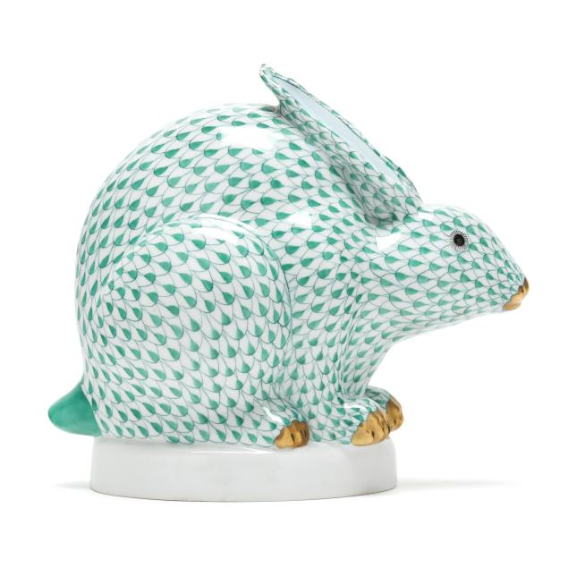 herend-large-green-fishnet-porcelain-rabbit