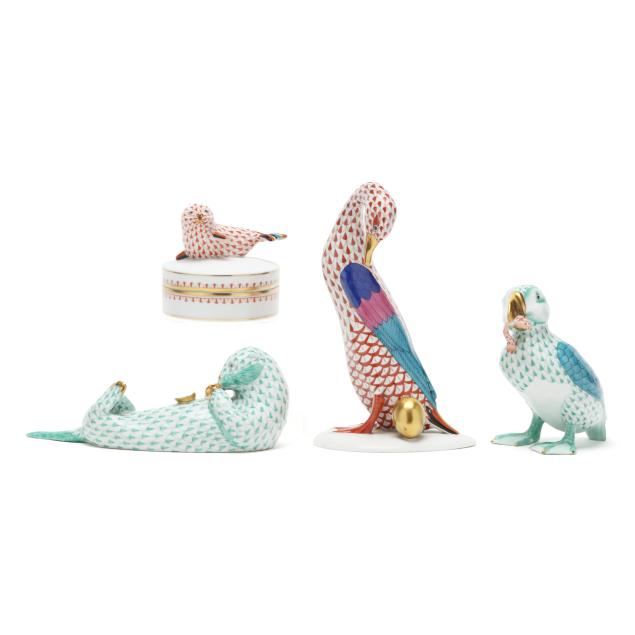 three-herend-fishnet-porcelain-animals-and-a-trinket-box