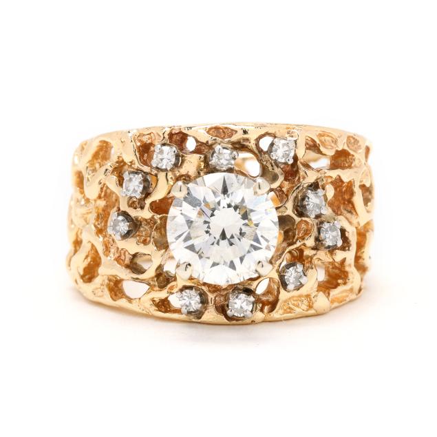 gold-and-1-92-carat-diamond-nugget-motif-ring