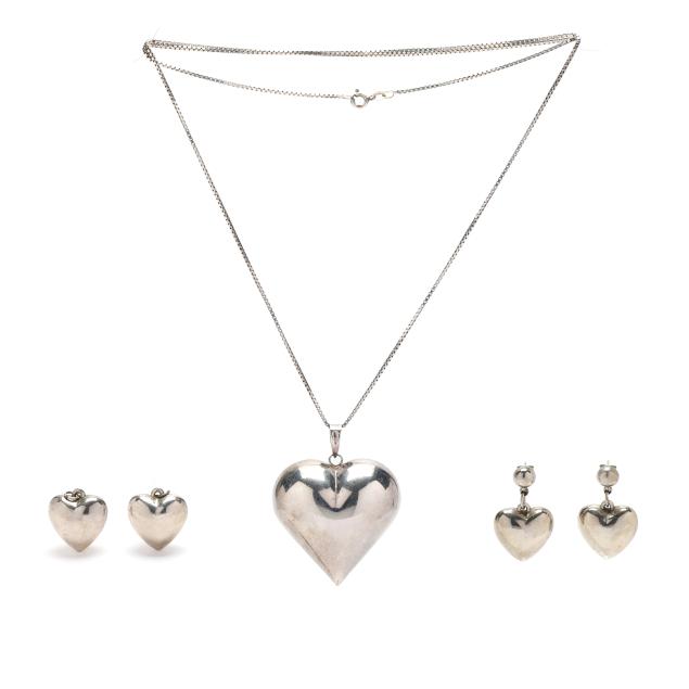 group-of-silver-tone-copper-heart-jewelry