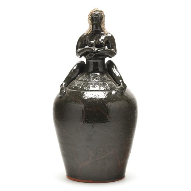 billy-ray-hussey-robbins-nc-b-1955-figural-pottery-jug