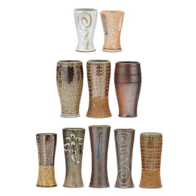 mark-hewitt-nc-b-1955-a-group-of-ten-pottery-iced-tea-cups