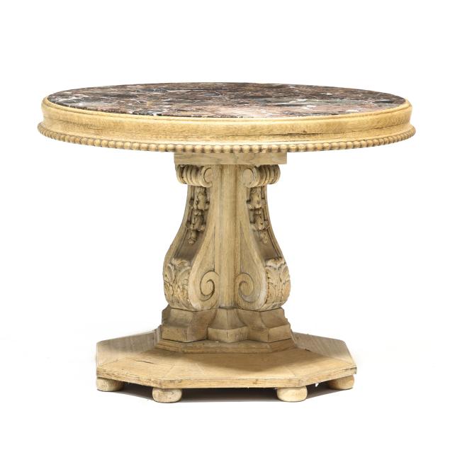 antique-continental-carved-oak-marble-top-center-table