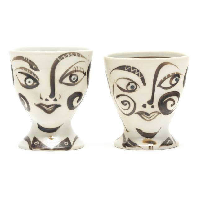 fred-johnston-seagrove-nc-two-pottery-face-cups