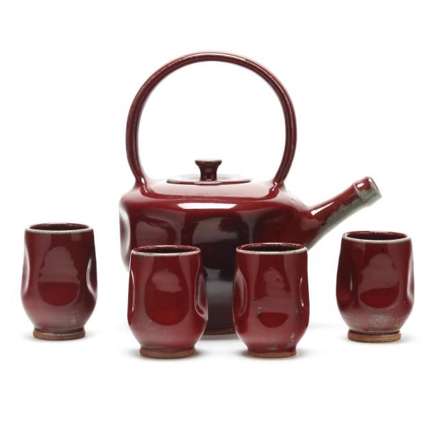 ben-owen-iii-seagrove-nc-cabernet-glazed-pottery-tea-set-for-four