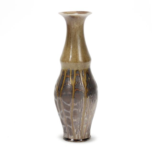 joseph-sand-nc-b-1982-tall-two-toned-pottery-vase