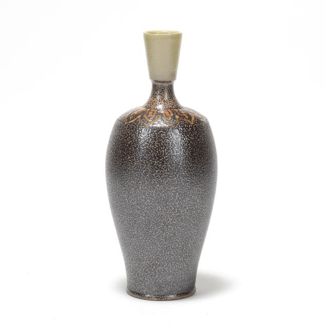 mark-hewitt-nc-b-1955-tall-bottle-form-pottery-vase